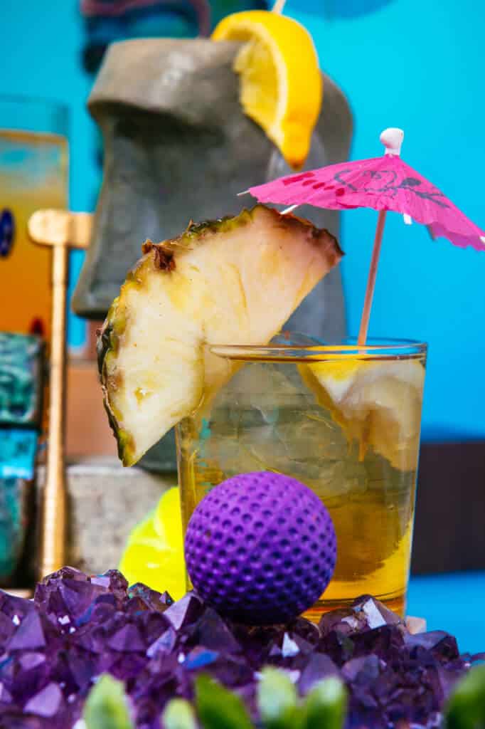 pineapple drink and golf ball